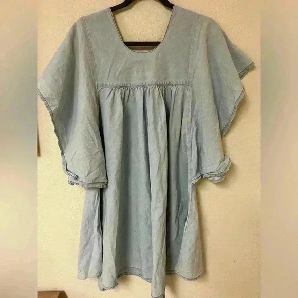 Lucky Brand chambray babydoll dress Flutter sleeve flounce dress S - Picture 5 of 8